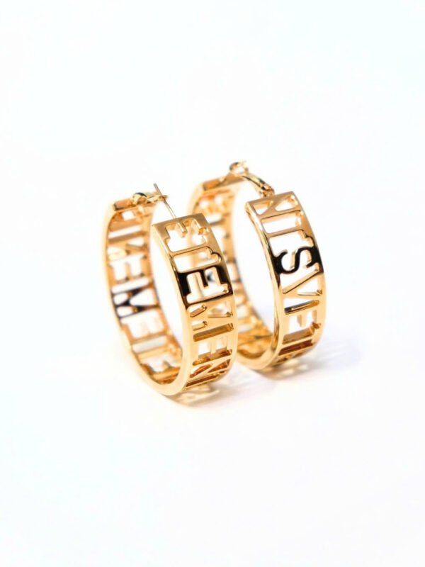Vetements Logo-Lettering Large Hoop Earrings